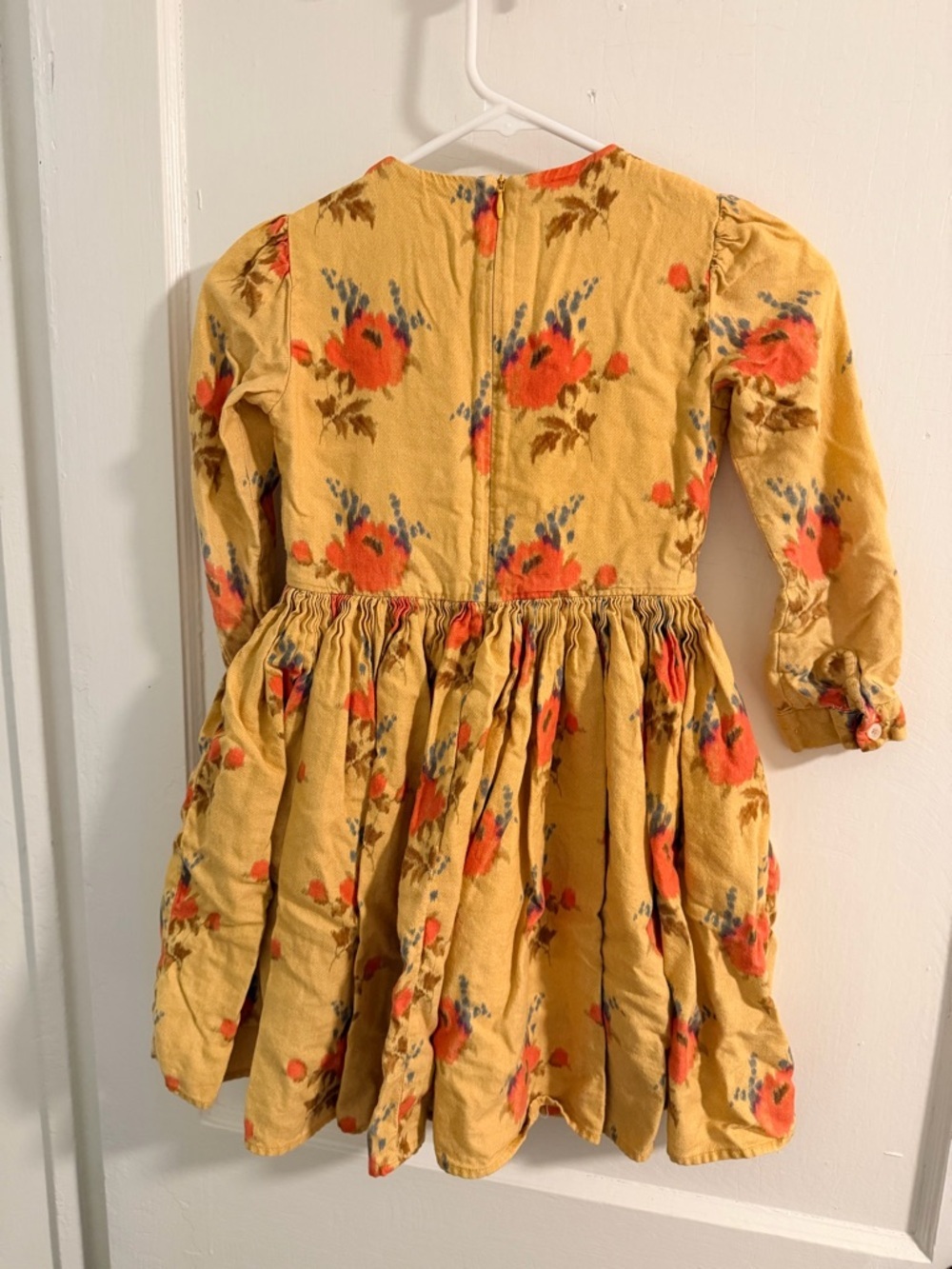 Morley Girls' Mustard Yellow Floral Dress with Orange Poppies - Picture 5 of 7